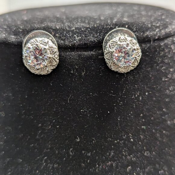 Crystal Silver Tone Choker Necklace with Matching Earrings Bridal Wedding Party - Picture 7 of 7